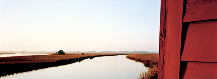 red shack in marsh